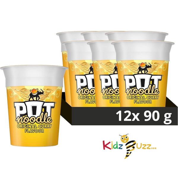 Pot Noodle Original Curry Standard Pot instant vegetarian snack quick to make noodles 12x 90 g