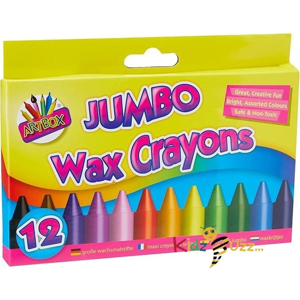 12 Jumbo Size Wax Crayons Set Of 12 Assorted Colours