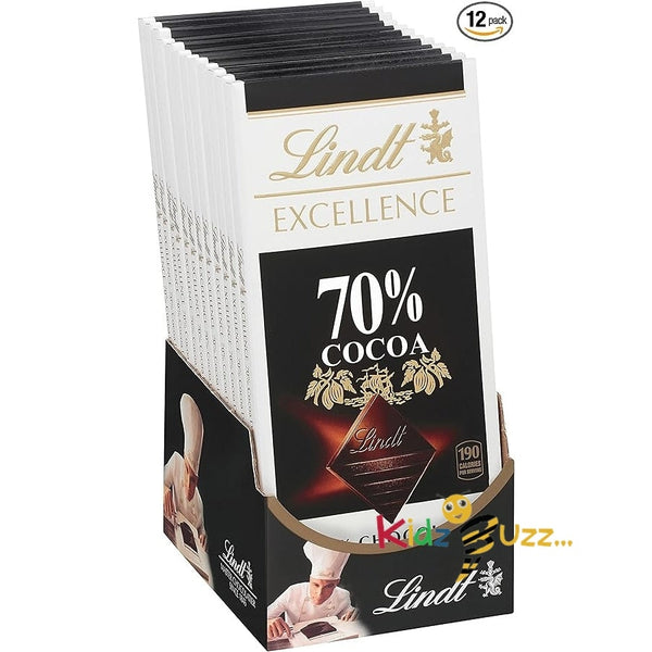 Lindt EXCELLENCE 70% Cocoa Dark Chocolate Bar, Dark Chocolate Candy, 3.5 oz. 12 Pack