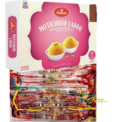 Rakhi Bundle, Haldiram's Sweet Box - Mortichoor Ladoo 300g, 1Pc Rakhi For Raksha Bandhan, A Festival For Brothers & Sisters Bond