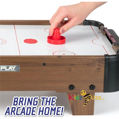 20" Air Hockey Table Game-Wooden Portable Table Game for Kids and Adults