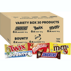 M&M's, Snickers, Twix & More, Mixed Chocolate Bar Variety Bulk Box, Chocolate Gift, 30 Bars, 1.4kg - kidzbuzzz