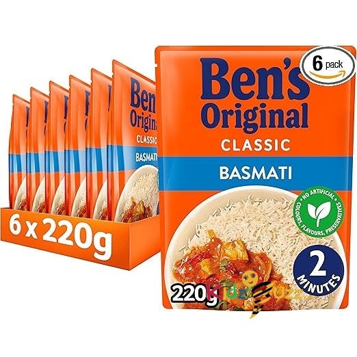 Ben's Original Basmati Microwave Rice, Bulk Multipack 6 x 220 g pouches