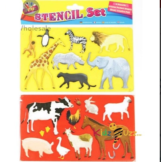 2 x Fun Animal Assorted Stencil Set 2 Pack