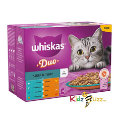 Whiskas 1+ Adult Wet Cat Food Surf & Turf Jelly 4 X 85g