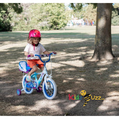 Huffy Frozen Girls Bike 14" for ages 3-5- Sky Blue & White with Enchanting Sleigh