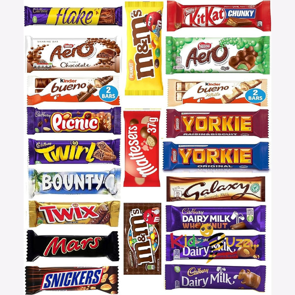 Chocolate Gift Hamper Box For Chocolate Lovers, Great Selection Of 21 Chocolate bars