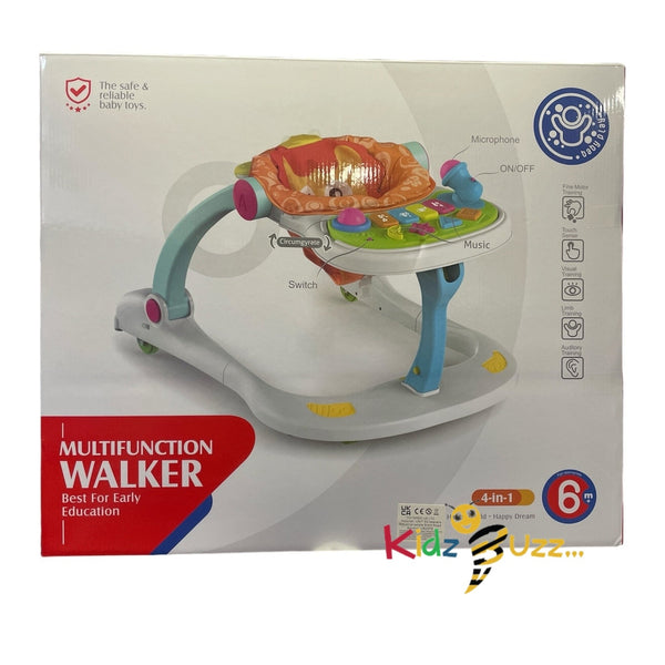 Multifunctional Baby Walker With Toy Tray 4 In 1-Learning Walker For Toddlers And Infants