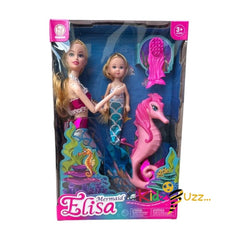 Mermaid Elisa-Rainbow Braided Hair Unicorn Princess Doll Playset - kidzbuzzz