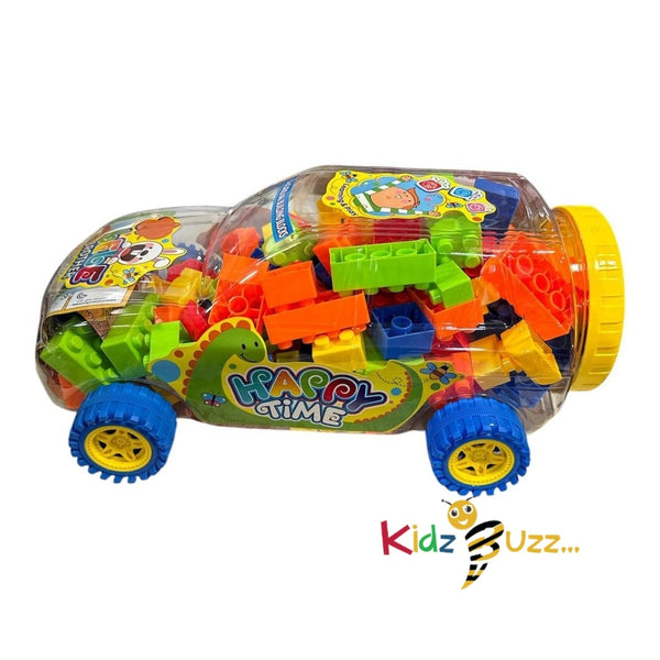 Educational Building Blocks Game for Kids Children - Plastic Bricks Building Blocks in Transparent Car