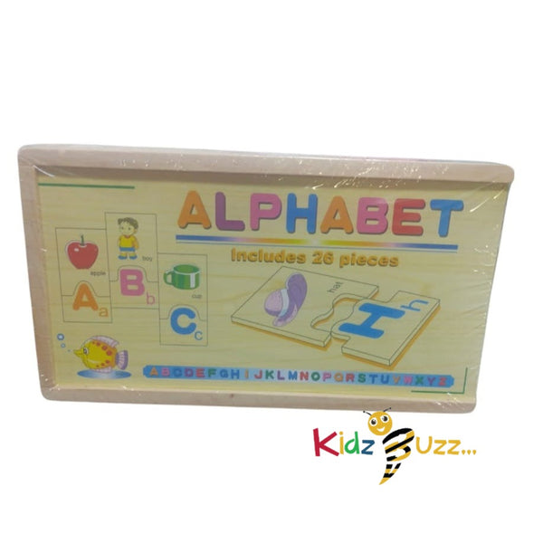 Wooden Alphabet Toy -Wood Alphabets With Objects Puzzle For Kids