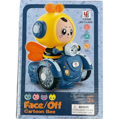 Face-Off Cartoon Bee Hot Transform Expression LED Light Singing and Glow Electric Dancing Bees Friction Toy - kidzbuzzz