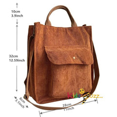 Shoulder Shopping Tote Bag with Zipper & Large Capacity Brown Or Gray