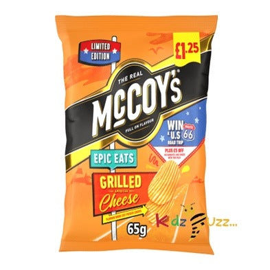 20 X McCoy's Epic Eats Grilled Cheese Sharing Crisps Snacks 65g PMP Bags