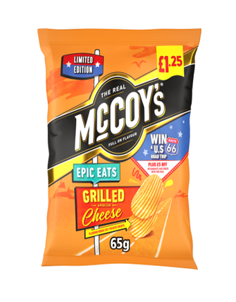 20 X McCoy's Epic Eats Grilled Cheese Sharing Crisps Snacks 65g PMP Bags