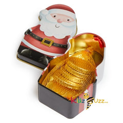 3 X Milk Chocolate Coins Tin 35g - Santa Claus Biscuit Tin Xmas Party Gift