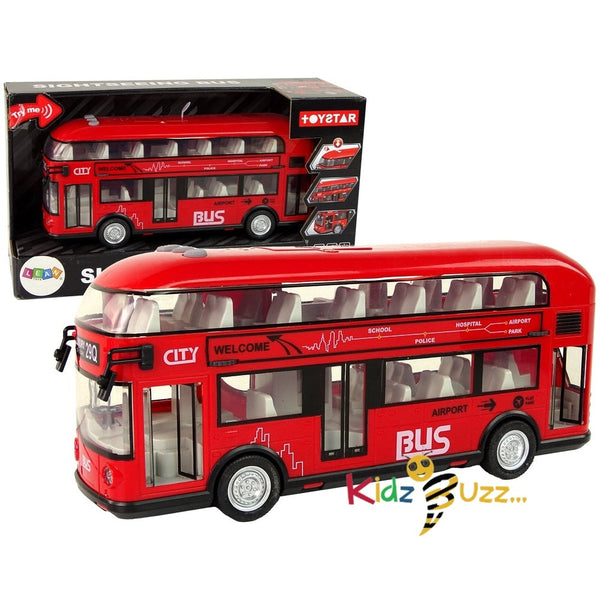 Sightseeing Bus- Red Double-Decker Bus With Friction Drive