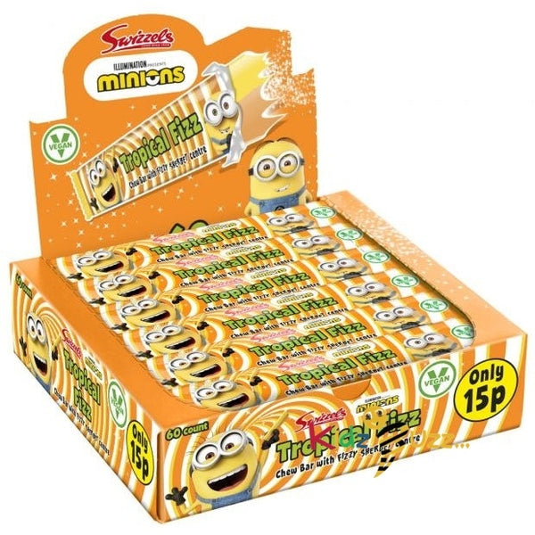 Swizzels Minions Tropical Fizz Large Chew Bars Vegan 60x 18g - Full Box