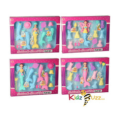 Mermaid Doll Play Set For kids - Pretend Play Set 4 Assorted