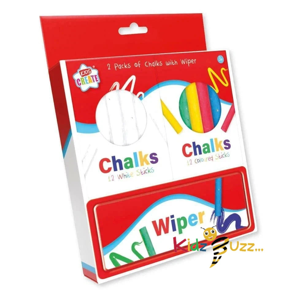 Assorted Color Chalk & Wiper Set 2 Pack