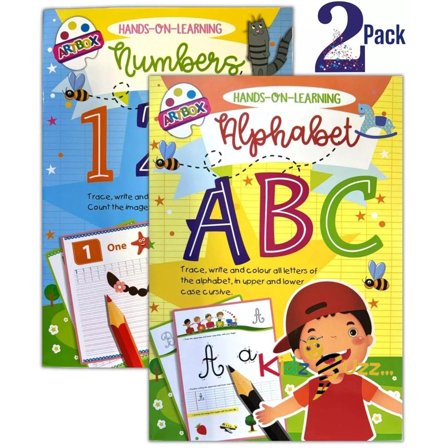 ABC 123 Colouring Book - A4 Kids Childrens Activity Learn To Write Letters Books 2 Pack
