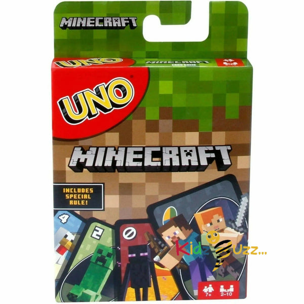 UNO Minecraft, Collectible Card Deck with 112 Cards, Card Game for Family Game Night, Use as Travel Game, Engaging Gift for Kids, 2 to 10 Players, Ages 7 and Up