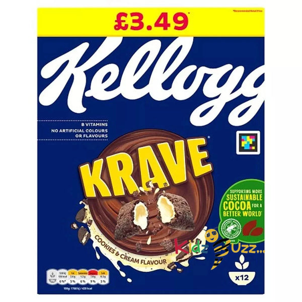 Kellogg's Krave Cookies & Cream 375g 2 Pack Price Marked £3.49