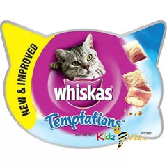 WHISKAS TEMPTATIONS - 8 x 60g - Cat Food Treats bp Beef Chicken Cheese Salmon