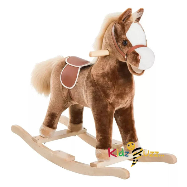 Kids Rocking Horse Wooden Plush Children Ride On Toy Rocker Nursery Baby Gift