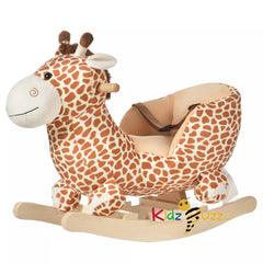 Kids Rocking Giraffee Wooden Plush Children Ride On Toy Rocker Nursery 12M+ Gift