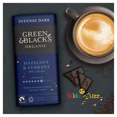 G&B Organic Hazelnut & Currant 90g Dark Chocolate Bar 60% Cocoa 7 intensity pack of 10