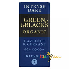 G&B Organic Hazelnut & Currant 90g Dark Chocolate Bar 60% Cocoa 7 intensity pack of 10
