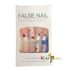 24 X Fake Nails Reusable Stick Press on Stiletto Glitter Matte False Nail Tips