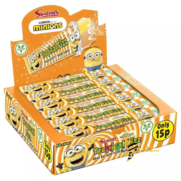 Swizzels Minions Tropical Fizz Large Chew Bars Vegan 60x 18g - Full Box