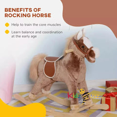 Kids Rocking Horse Wooden Plush Children Ride On Toy Rocker Nursery Baby Gift