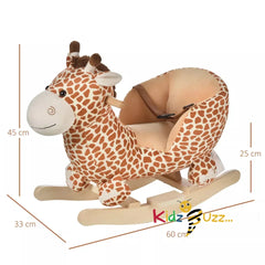 Kids Rocking Giraffee Wooden Plush Children Ride On Toy Rocker Nursery 12M+ Gift