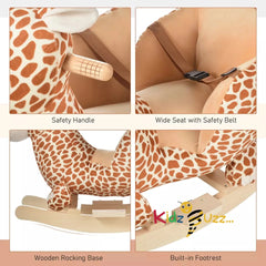 Kids Rocking Giraffee Wooden Plush Children Ride On Toy Rocker Nursery 12M+ Gift