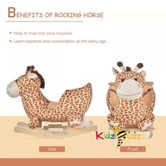 Kids Rocking Giraffee Wooden Plush Children Ride On Toy Rocker Nursery 12M+ Gift