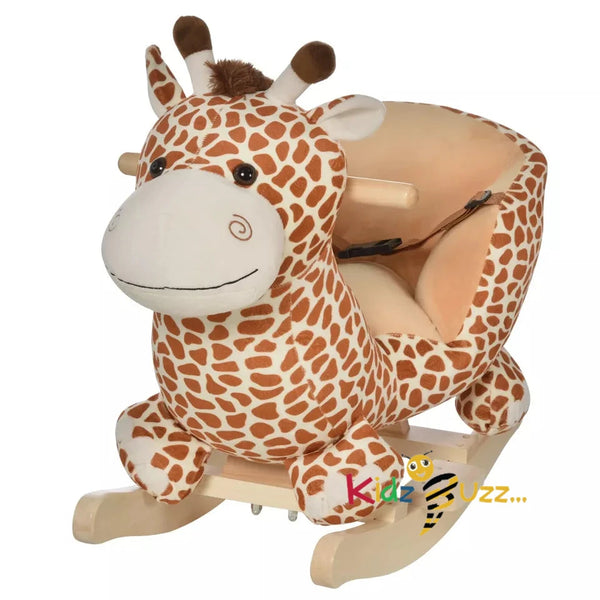 Kids Rocking Giraffee Wooden Plush Children Ride On Toy Rocker Nursery 12M+ Gift