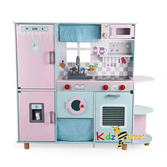 Chad Valley Wooden Deluxe Pink and Blue Toy Kitchen