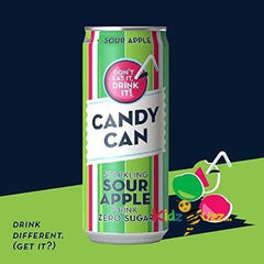 Candy Can Sparkling Sour Apple Soda Pack of 12