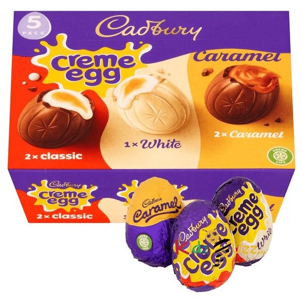 Cadbury Creme Eggs Mixed Milk, White & Caramel Chocolate 5 x 2 , 10 pieces