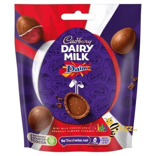 Cadbury Dairy Milk Daim Mini Eggs Sharing Bag Easter Gift 77g x 12 Box